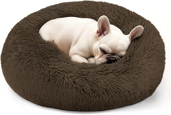 Dogs Bed for Small Dogs, Anti-Anxiety Washable Round Bed by Hoewina