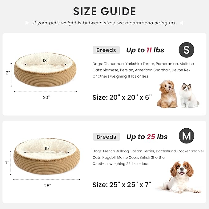 Love's cabin Round Donut Cat and Dog Cushion Bed, 25in Pet Bed - Image 4