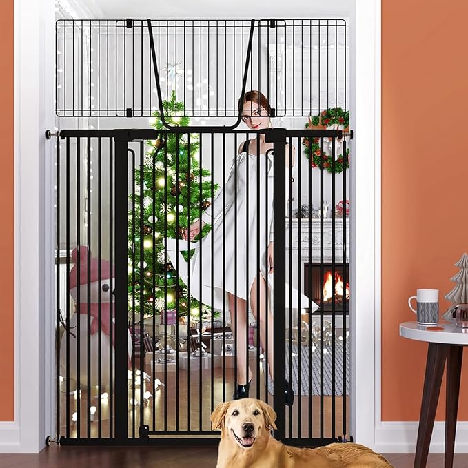 Jiprlak51 Extra Tall Cat Gate for Doorway – 28.5"-48.7" Extra Wide Pet Gate by PamperYourPet