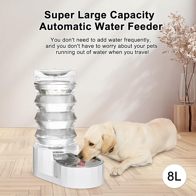 RIZZARI Gravity Dog Water Dispenser: 8L Large Auto-Refill Stainless Steel Pet - Image 6