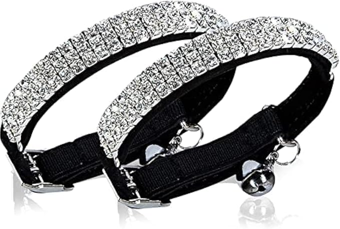 CHUKCHI Soft Velvet Safe Cat Adjustable Collar Bling Diamante by CHUKCHI