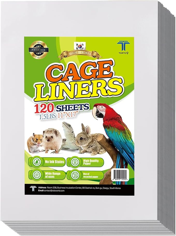 TORTO9 Cage Liner Sheets for Birds – 120 Pack, 11 x 17 in, 1.5 lb | Acid-Free & by TTORTO9