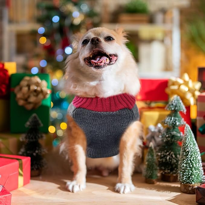 Dog Christmas Sweater Xmas Pet Clothes Cute Gray Reindeer Holiday Puppy Cat - Image 7