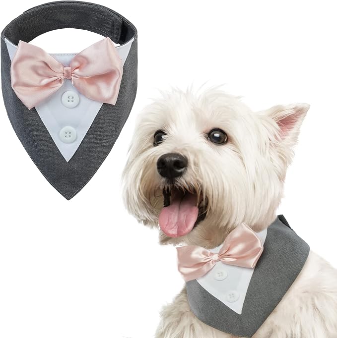 FUAMEY Dog Tuxedo for Small Dogs, Dog Formal Suit Dogs Attire Pet Bow Tie Puppy by FUAMEY