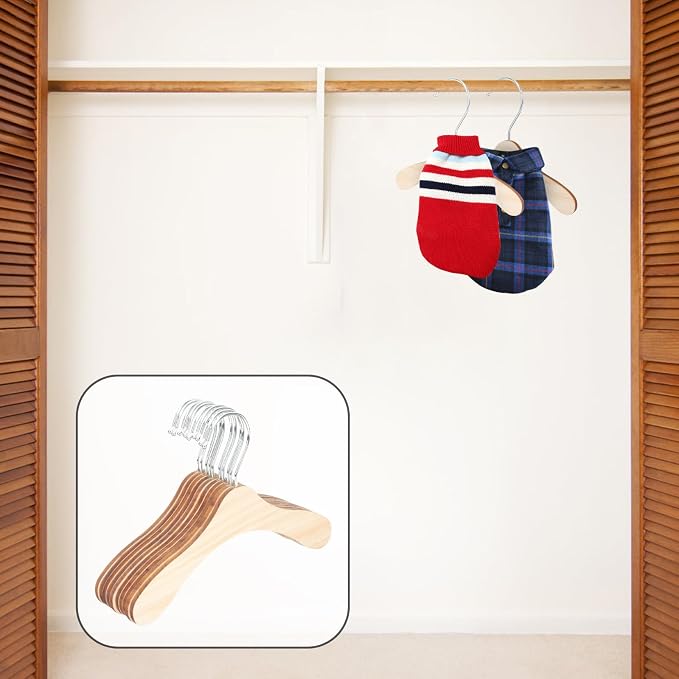 10pcs 8.66-inch Wear-Resistant Wooden Pet Hangers - Image 7