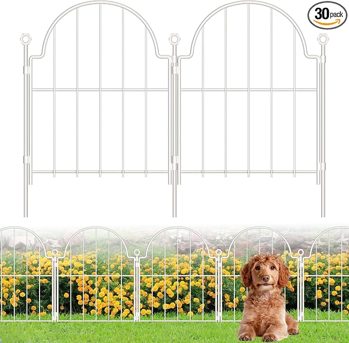 30 Pack White Decorative Garden Fence, 17in x33ft Garden Fencing Animal Barrier by Blingluck