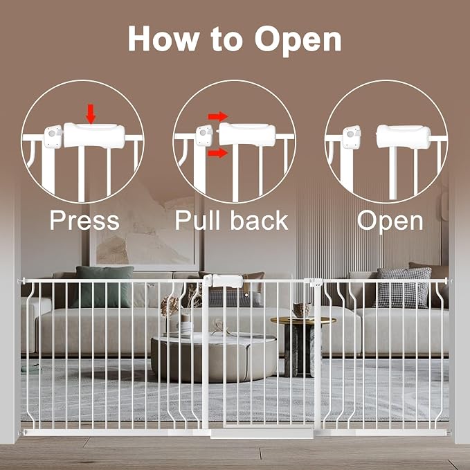 WAOWAO 71.65-85.03" Baby Gate Extra Wide Pressure Mounted Walk Through Swing - Image 3