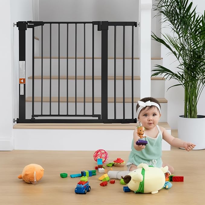 COMOMY 30" Tall Baby Gate for Stairs Doorways, Fits Openings 29.5" to 40.5" Wide by COMOMY