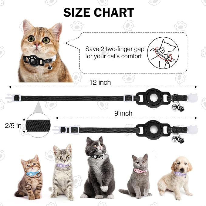 Airtag Cat Collar Breakaway, Stretchy Cat Tracker Collar - Image 6