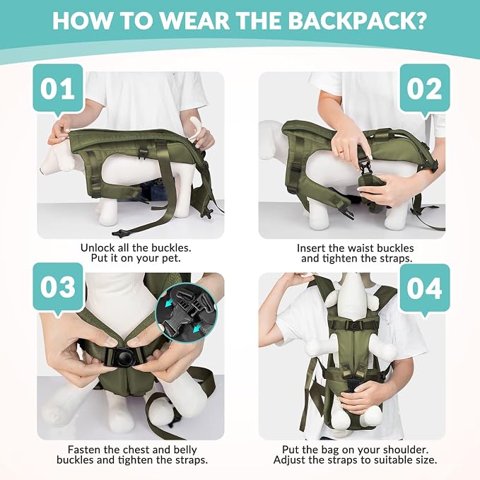Lukovee Dog Backpack Carrier, Legs Out Easy-fit Dog Front Carrier - Image 6