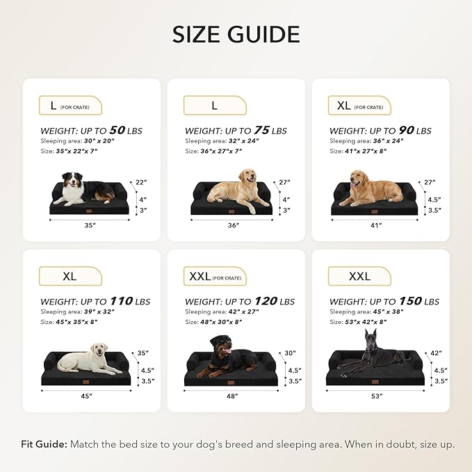 Orthopedic Dog Beds for Large Sized Dogs, Waterproof Egg Crate Foam Large Dog - Image 5