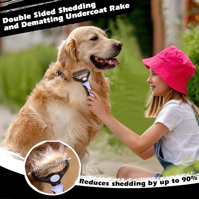 3PCS Self Cleaning Slicker Brush & Pet Grooming Rake & Flea Comb - Image 3