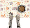 Cat Feedings Mats 20x12 inch Beige Cat Print Pet Bowl Placemat Non Slip Mat by HOMETITUTE