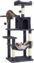 Feandrea Cat Tree, 55.1-Inch Cat Tower, Plush Multi-Level Condo by FeandreabySONGMICSHOME