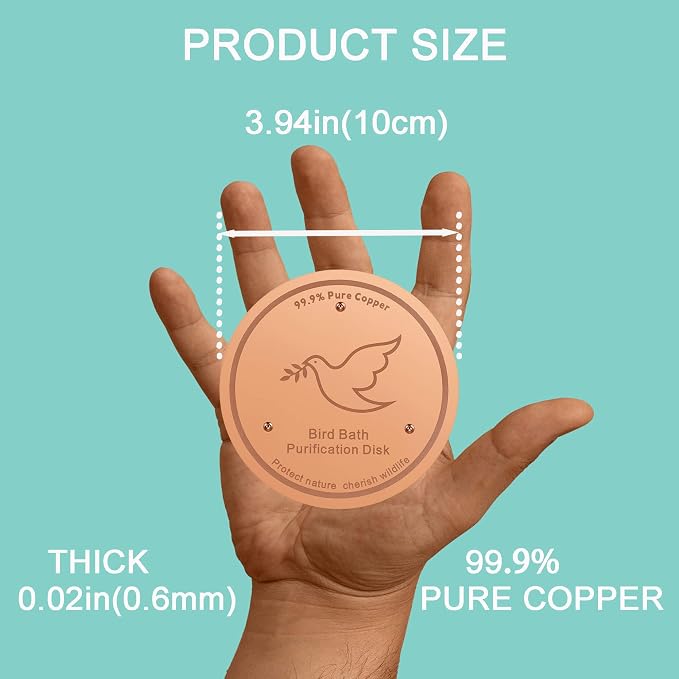 2Pack Bird Bath Copper Purification Disk | 0.6mm Reinforced 99.9% Pure Copper | - Image 3