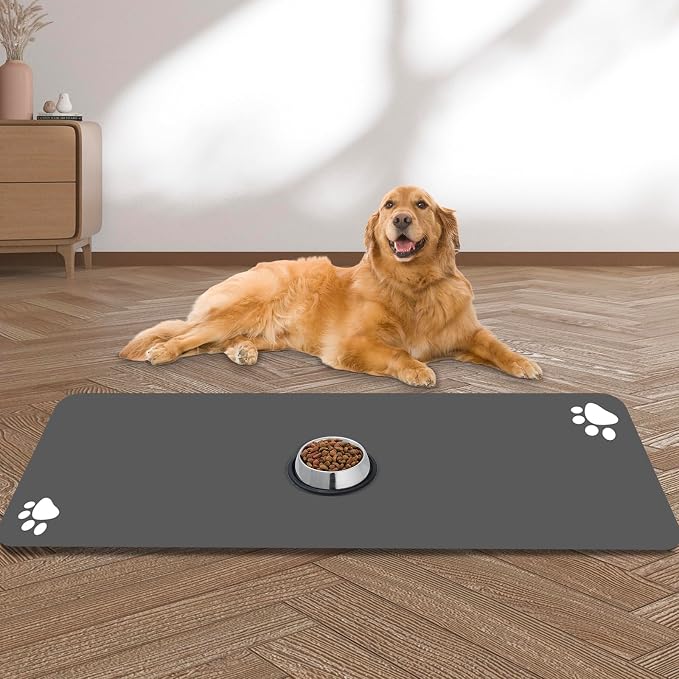 Large Pet Feeding Mat, Non Skid Cat Bowl Mat, No Stains Quick Dry by yuzshin