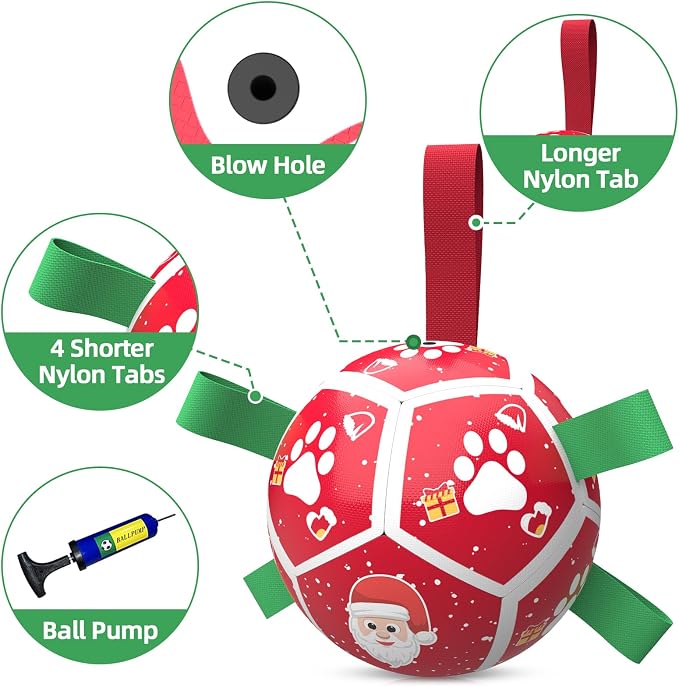 QDAN Small Christmas Dog Toys, Soccer Ball - Image 8