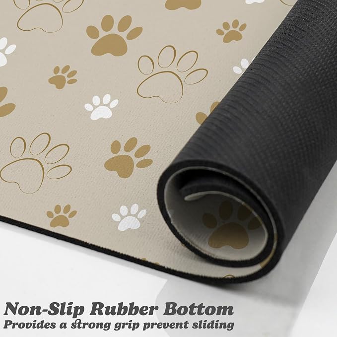 Dog Food Mat, Absorbent Water Bowl Mats Cat Pet Feeding Placemats Beige 24 * 32 - Image 3