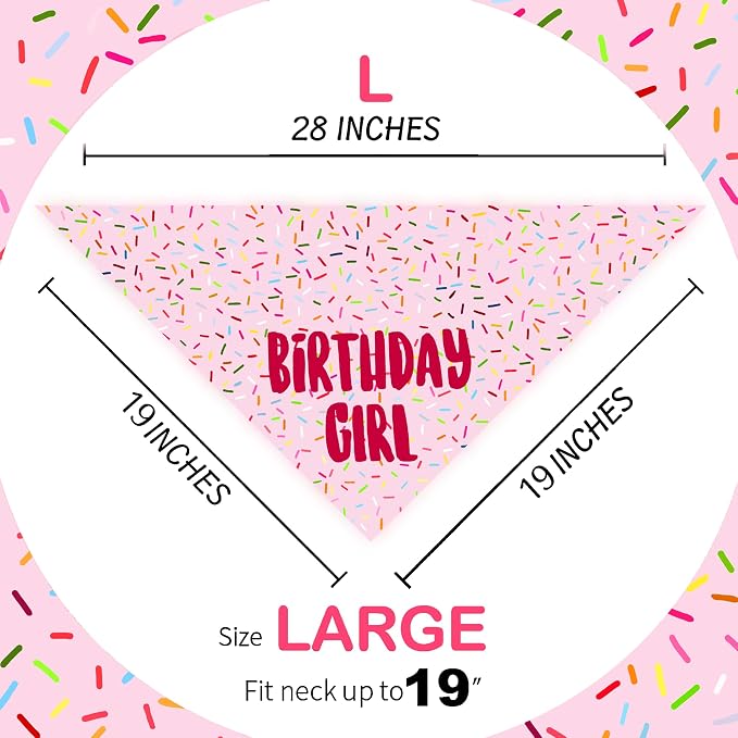 Birthday Girl Dog Bandanas 1 Pack, Triangle Reversible Pet Scarves - Image 2