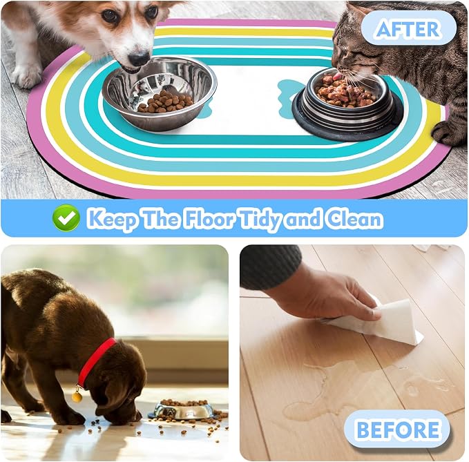 Cat Food Mat 24''x16'', Absorbent Cat Mats - Image 5