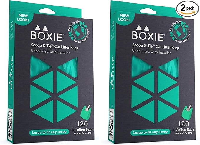 Boxie Sustainable Scoop & Tie Pet Waste Bags, Leak-Proof, Easy-to-Tie Handles by Boxiecat