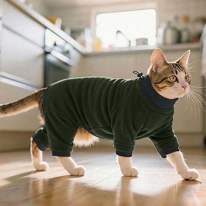 PUMYPOREITY Sticky Hair Cat Clothes, Prevent Loss Pajamas, Soft Sweaters - Image 6
