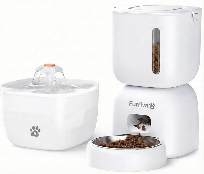 Automatic Cat Feeder and Water Fountain Set - 3L Food Dispenser by Unknown