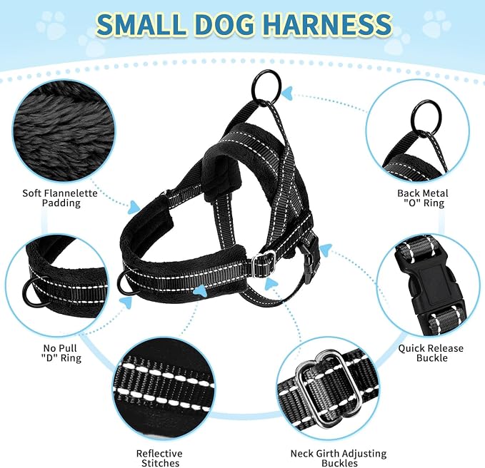 SlowTon No Pull Small Dog Harness and Leash Set, Puppy Soft Vest Harness Neck & - Image 7