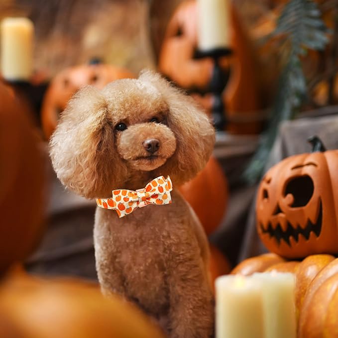 Dog Collar - Halloween Pumpkin Bowtie Dog Collars Gift Soft Bow Collar Pet - Image 5