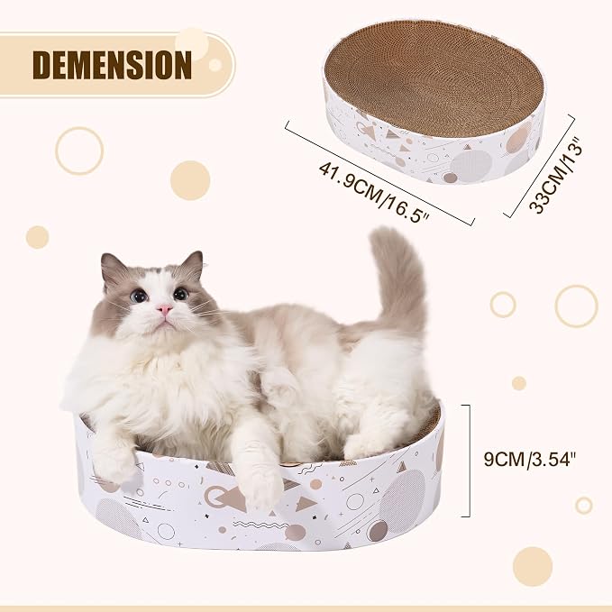 Oval Sturdy Cat Scratching Cardboard Pad Breathable Cat Scratch Pad, Cat - Image 3