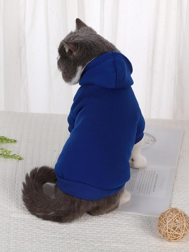QWINEE Basic Dog Hoodie Sweatshirt Puppy Sweater Warm Cat Costumes Pet Clothes - Image 2