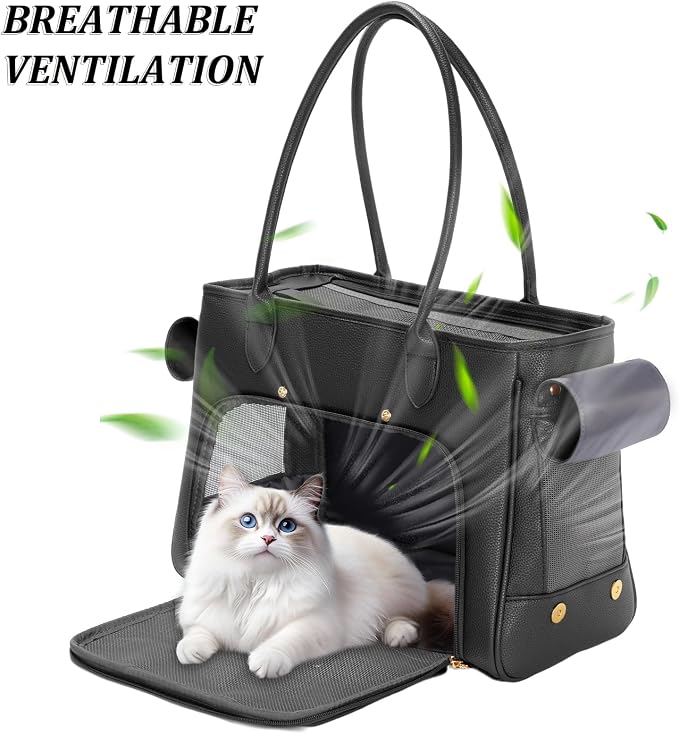 Fashion Pet Carrier Purse for Small Cat and Dog, Luxury Pu Soft-Sided Tote Bag - Image 5