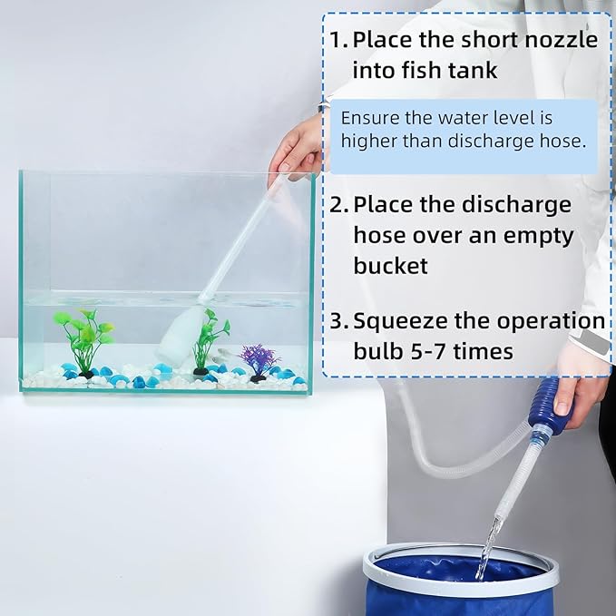 AQUANEAT Aquarium Vacuum Siphon, Hand Pump Fish Tank Water Changer, - Image 5