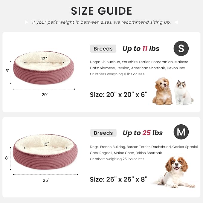 Love's cabin Round Donut Cat and Dog Cushion Bed, 20in Pet Bed - Image 4