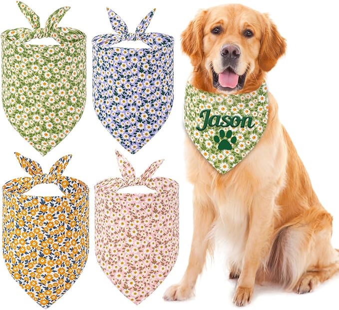 Personalized Dog Bandana with Embroidered Name, Custom Neckwear Dog Scarf by Ulicoprofessionalpersonalized