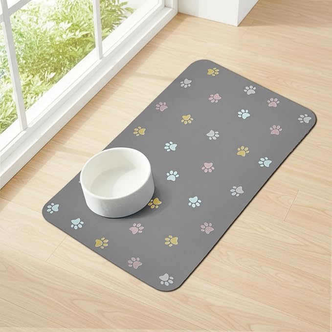 Cat Food Mat Absorbent Dog Mat for Food and Water Non Slip Quick Dry Dog Bowl by YetstockDirect