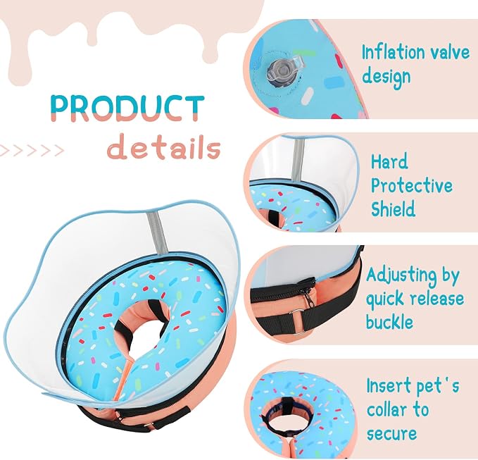 Supet Raised Inflatable Dog Cone Collar to Stop Licking, Soft Dog Cone - Image 7