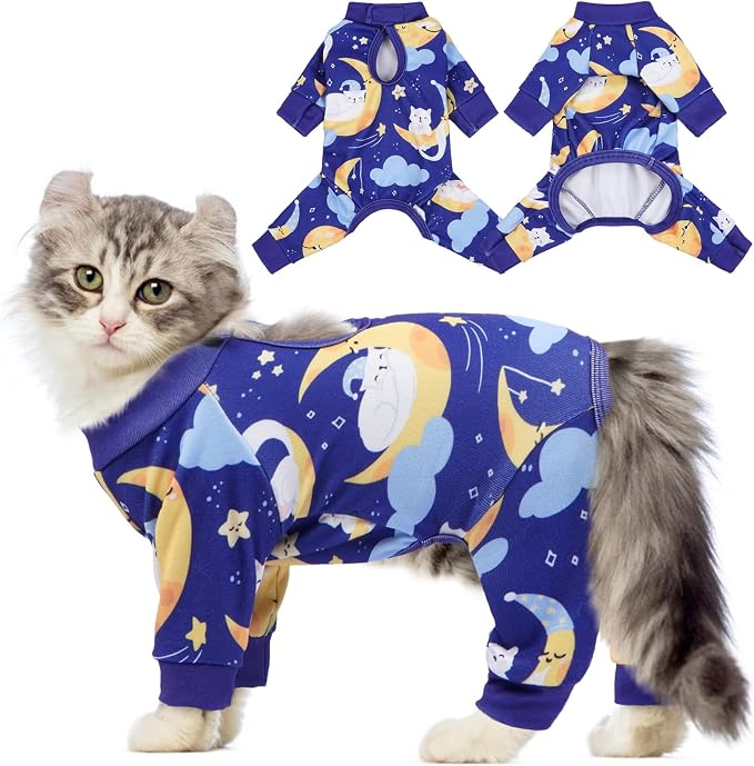 QBLEEV Cat Onesie for Cats After Surgery, Sticky Hair Cat Pajamas for Cats Only by QBLEEV