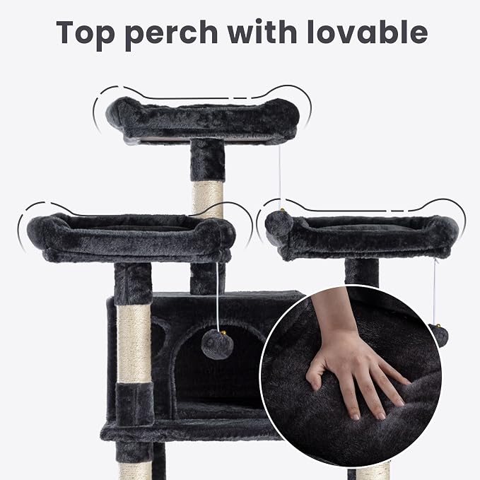 SHA CERLIN 68 Inches Multi-Level Large Cat Tree - Image 4