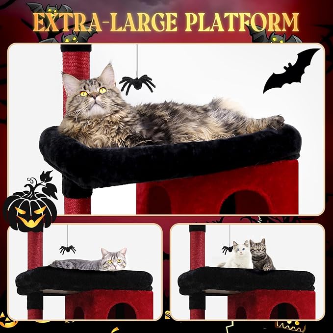 Globlazer Heavy Duty Gothic Cat Tree, 72in Large Cat Tower - Image 2