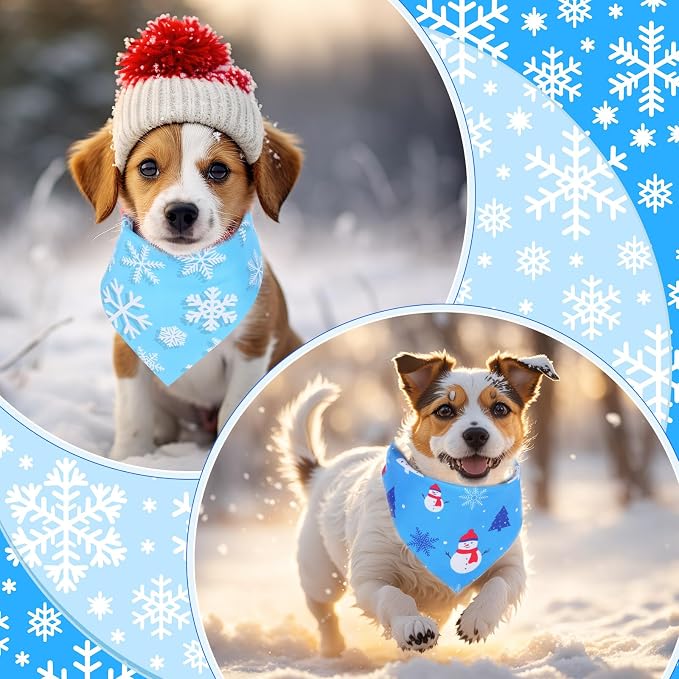 Abbylike 50 Pcs Winter Dog Bandanas Bulk Blue Snowflake Dog Bandanas - Image 2