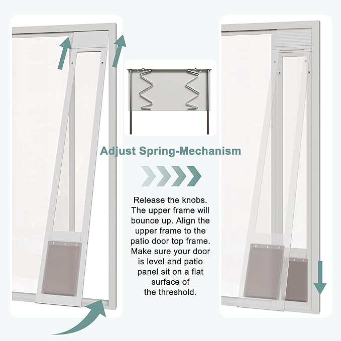 Dog Door for Sliding Glass Doors, Adjustable Height 76 1/8"-80 7/8" Aluminum - Image 6