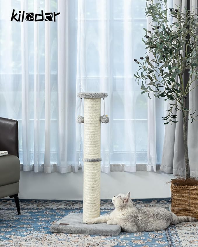 Kilodor 34Inch Tall Cat Scratching Post, 4.3Inch Diameter Large Sisal Cat - Image 2