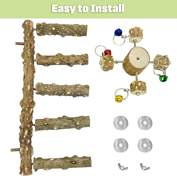 BNOSDM Natural Wood Bird Ladder Perch - Image 4