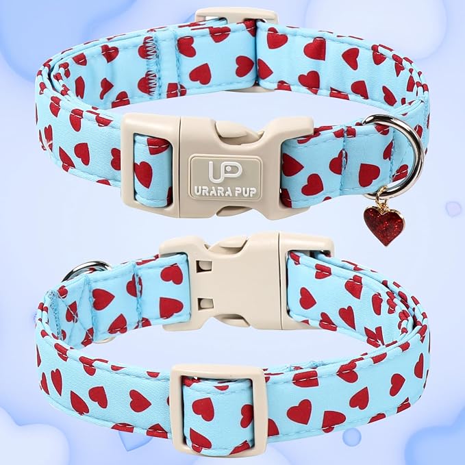 Valentine's Dog Collar, UP URARA PUP Pink Heart Adjustable Pet Collar - Image 2