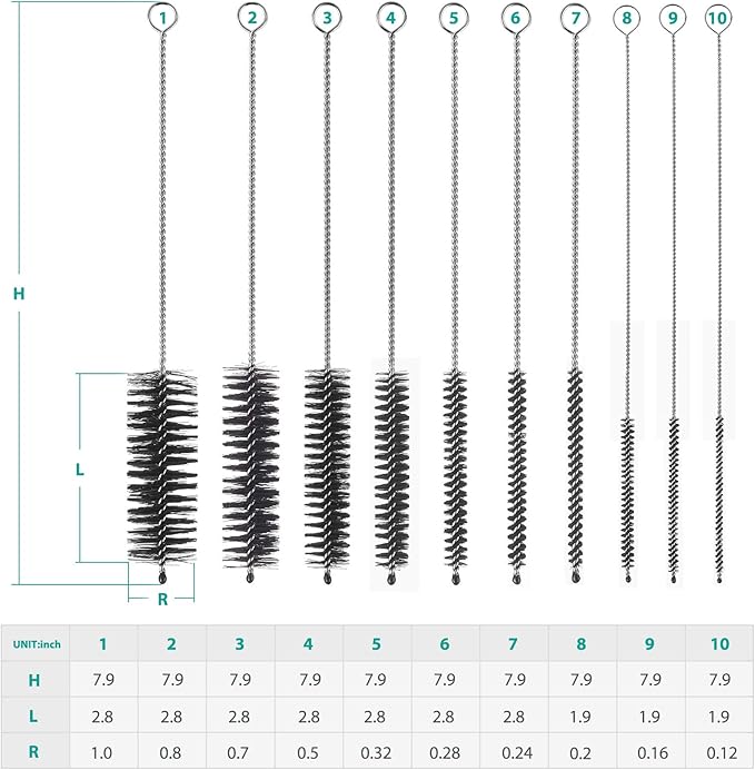 CiaraQ Bottle Cleaning Brushes, 8 Inch Nylon Tube Brush Set, Cleaner - Image 3