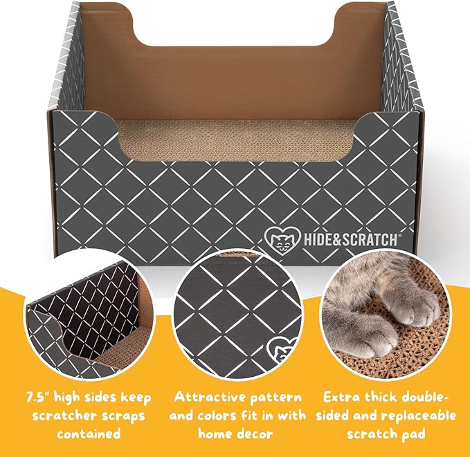 Hide & Scratch Cardboard Cat Scratcher Box & Bed - Image 3
