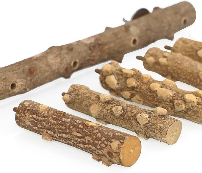 Bird Ladder Perch Cage Nature Wood Stand Parrot Chew Toy - Image 3
