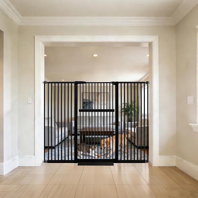 Lumizone Extra Tall Pet Gate 55.12" High Pressure Mounted 63.39"-67.90" Extra by Lumizone