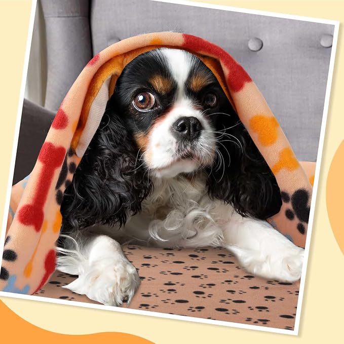 Preboun 50 Pack Puppy Blanket Bulk 24 x 28 Inch Small Soft Fleece Pets Paw - Image 5
